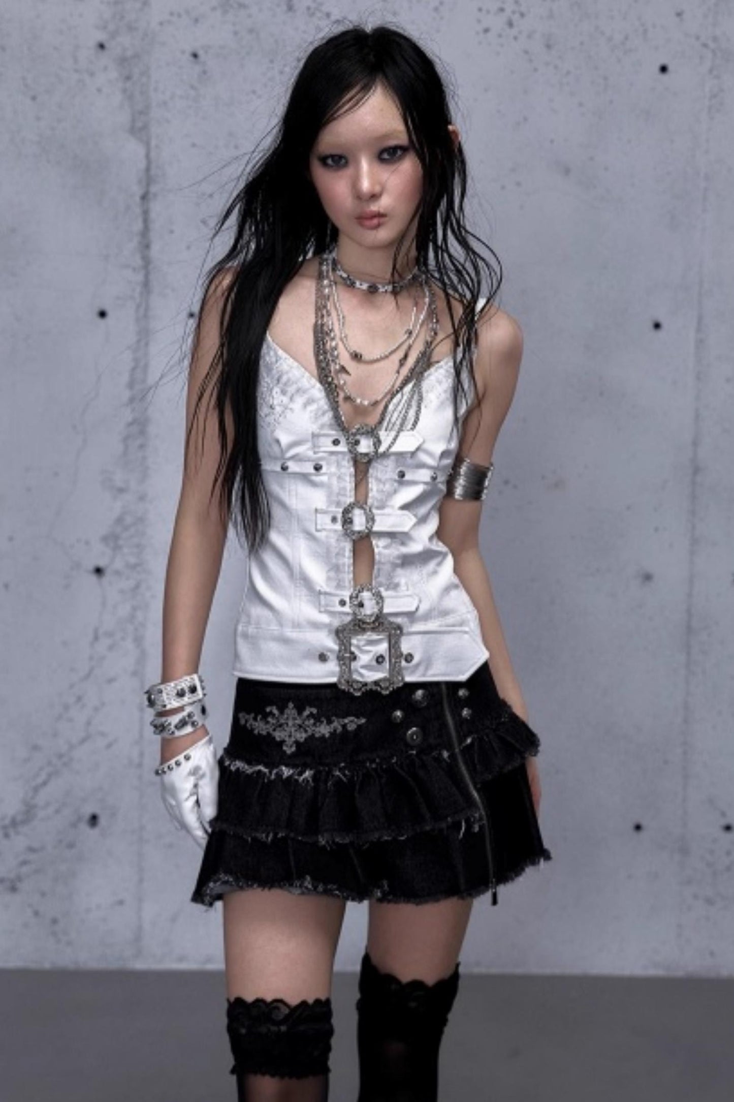 Embroidered Lace Leather Camisole