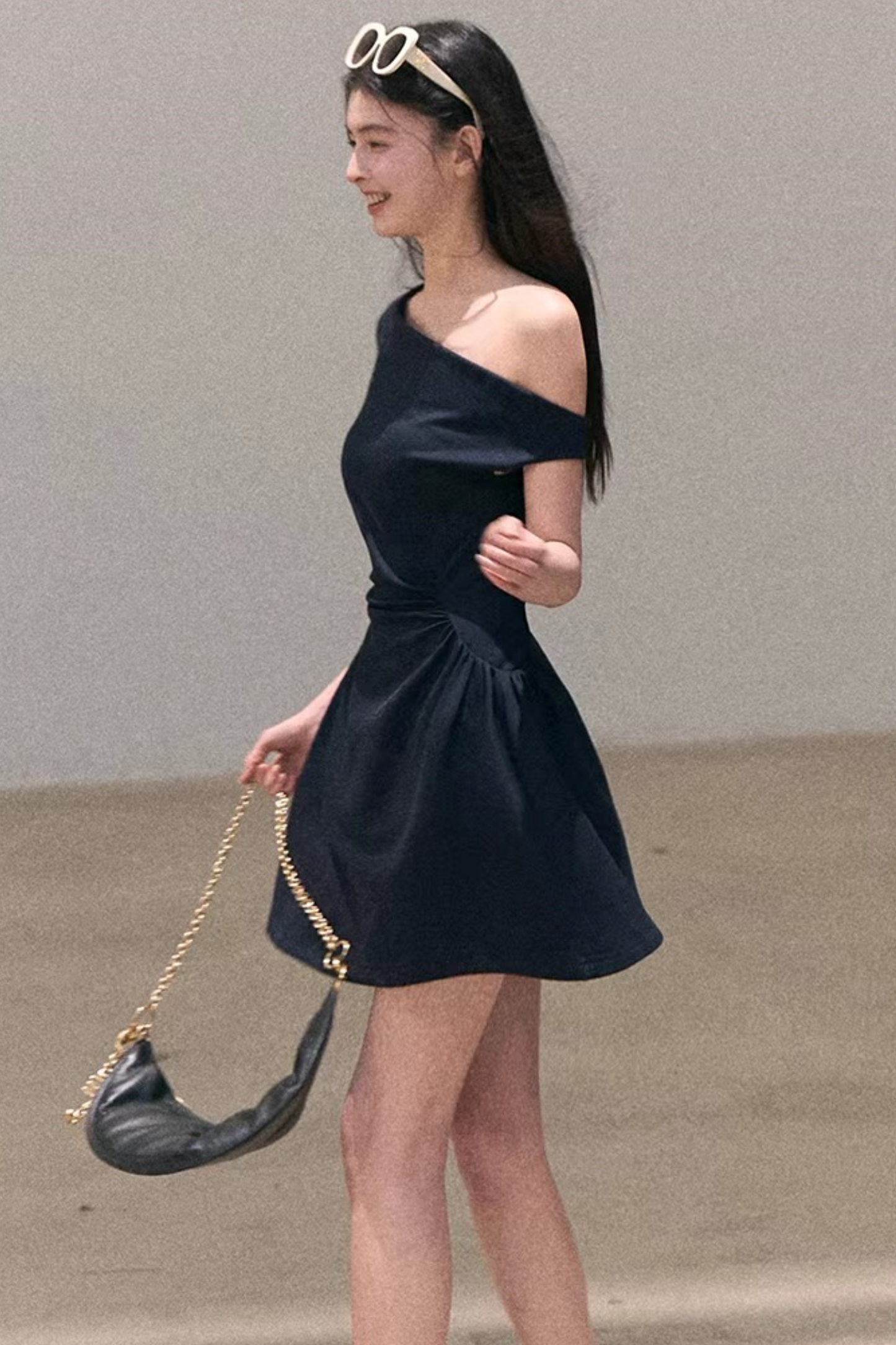 Lyocell-Asymmetrisches-Spitzenkleid