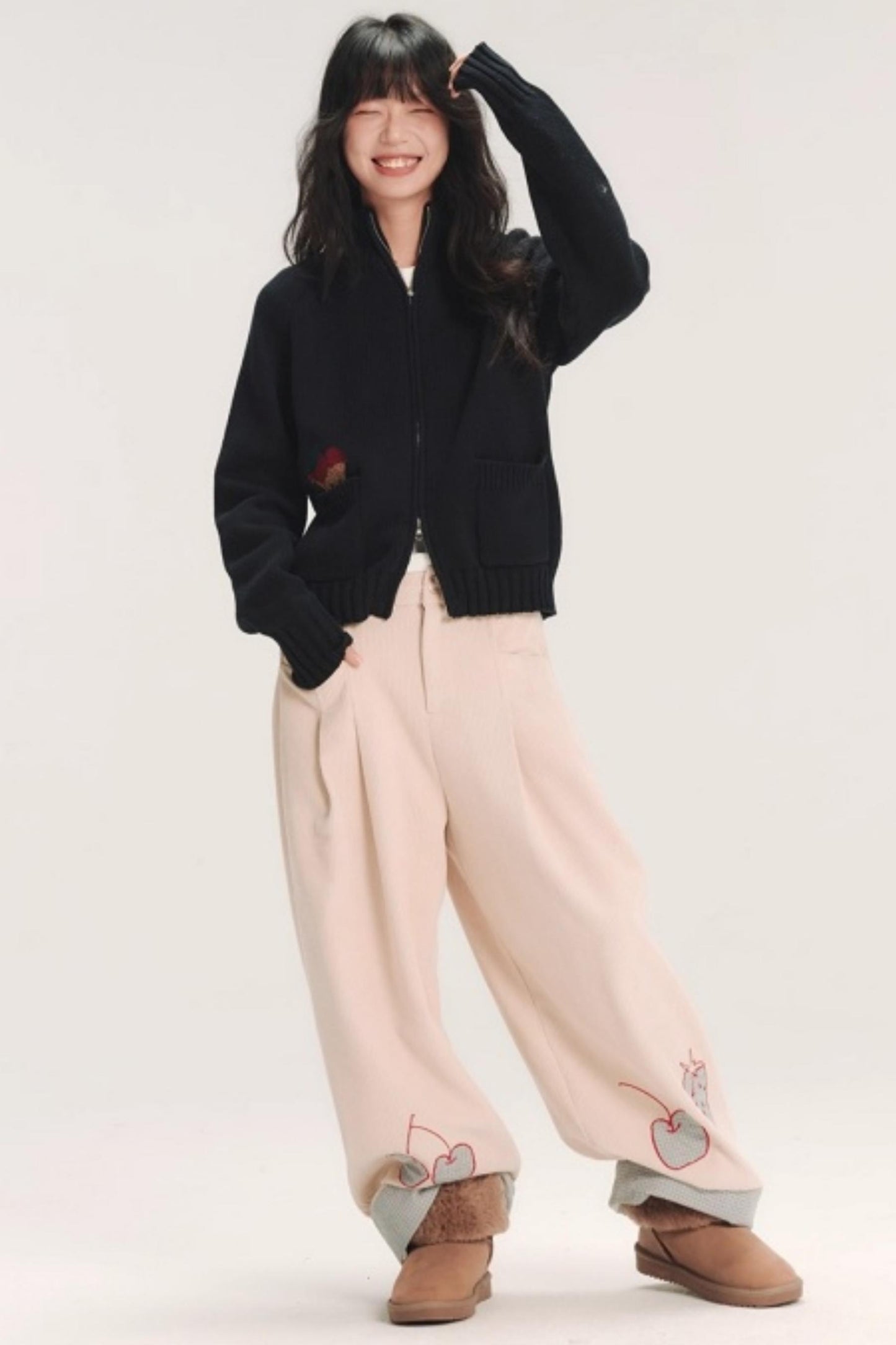 Hand-Painted Plaid Corduroy Pants