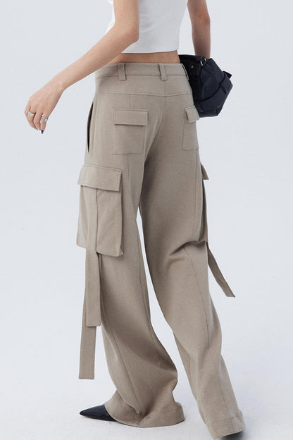 Pocket Detail Straight Baggy Pants