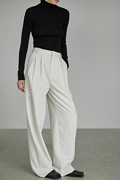 High-Waist Wide-Leg Draped Pants