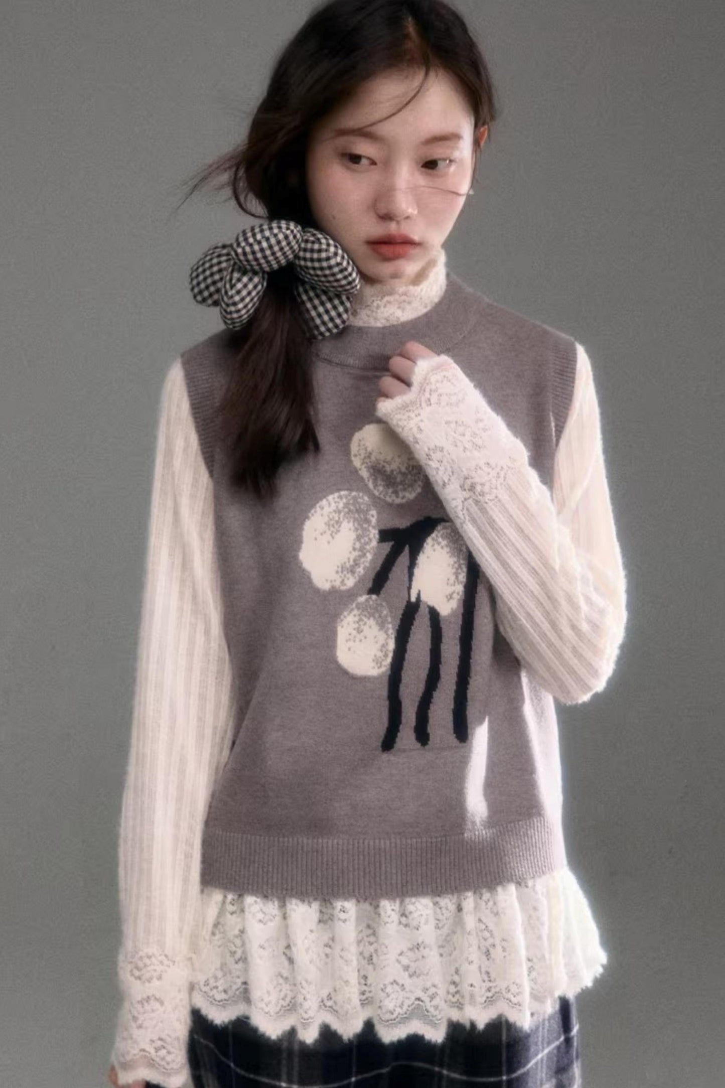 Retro Jacquard Layered Vest