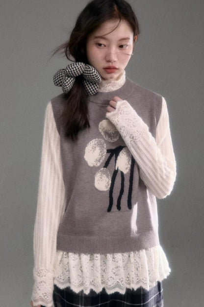 Retro Jacquard Layered Vest