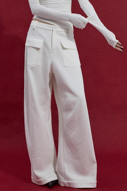 Warm Fleece Wide-Leg Pants