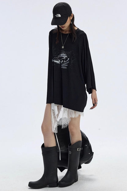 Vintage Car Print Cropped T-Shirt