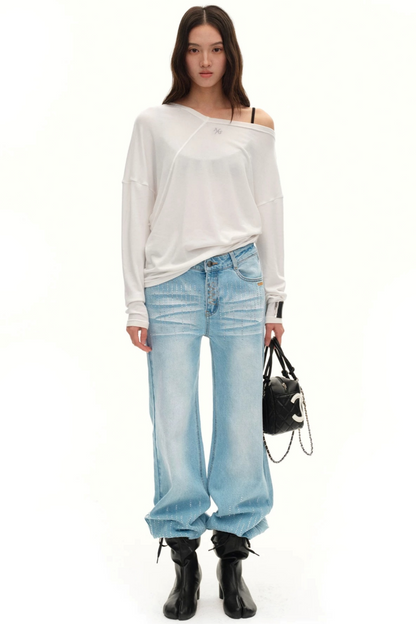 Shiny Vintage Denim Pants