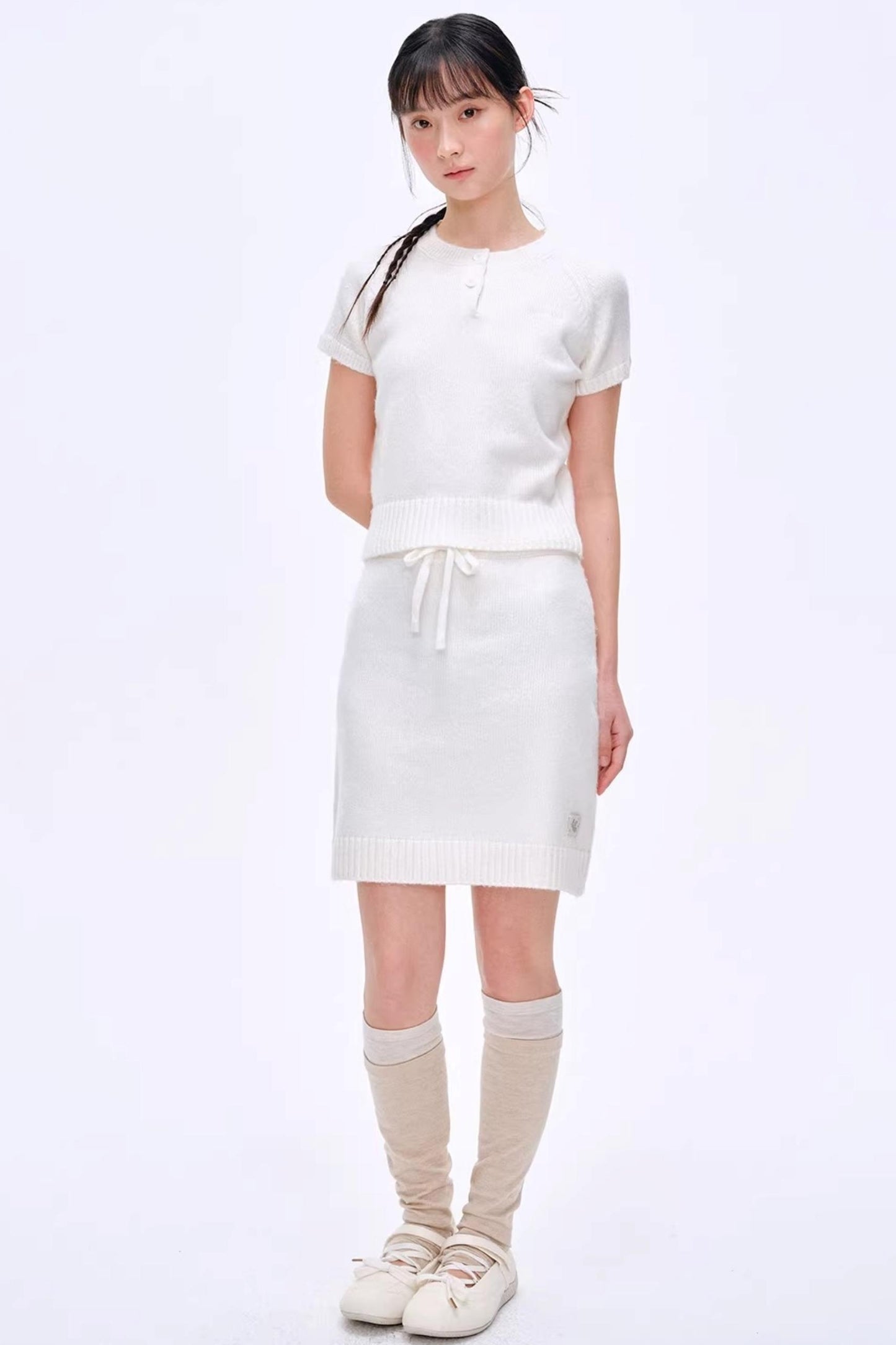 Heartbeat Dialogue Knit Skirt Set-Up