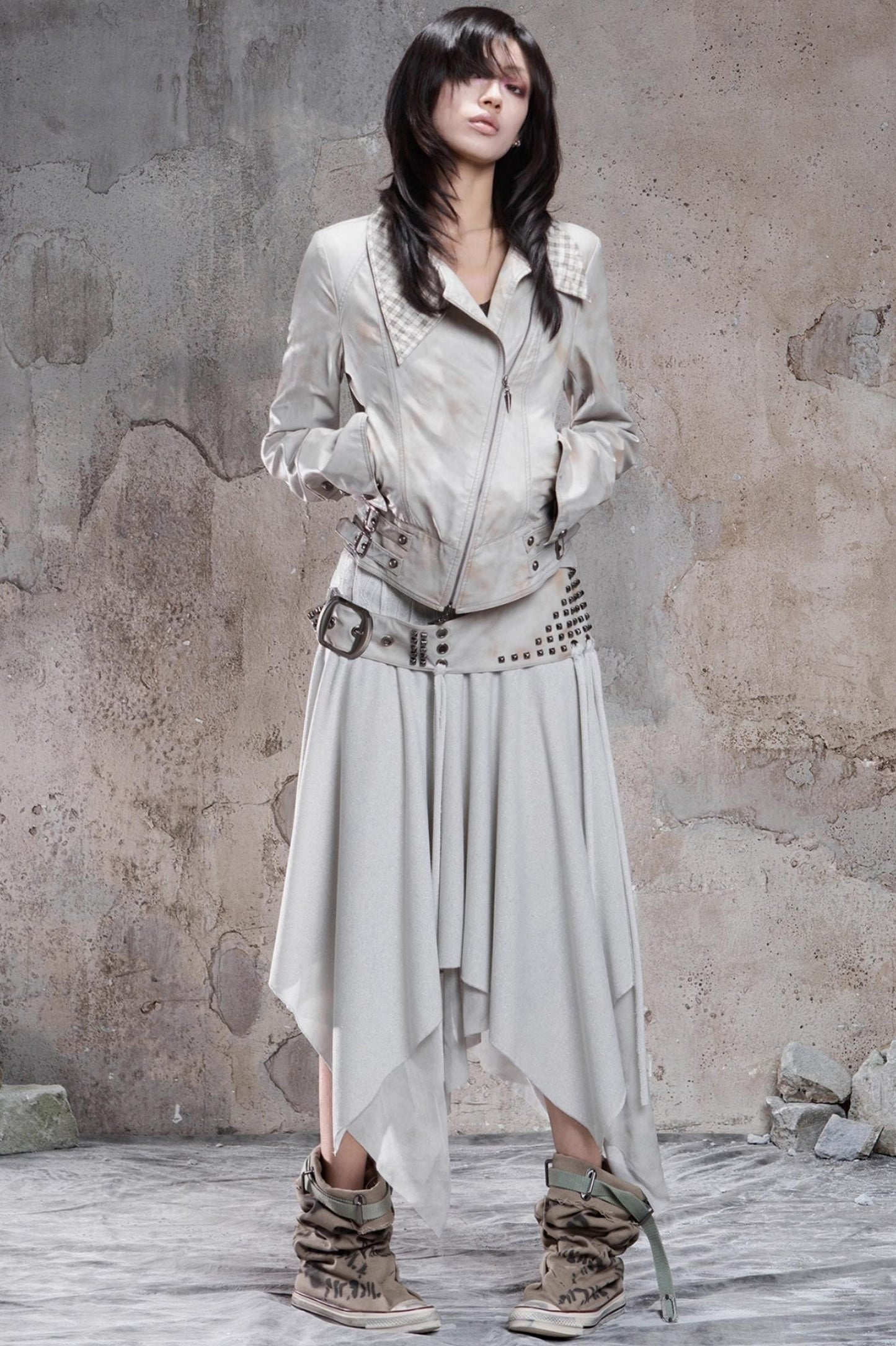 Irregular Multi Layer Rivet Skirt