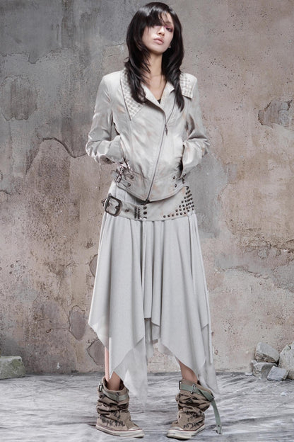 Irregular Multi Layer Rivet Skirt