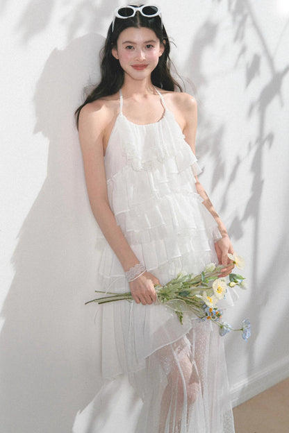 Summer Mesh Slip Dress With Skirt Set-Up