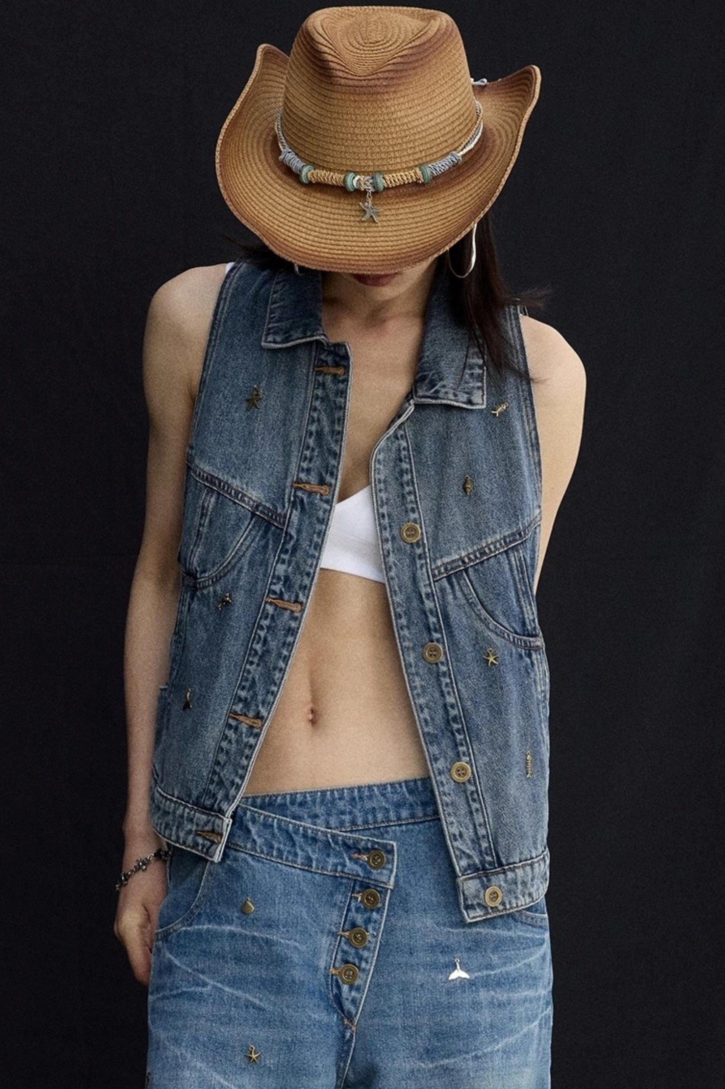 Ocean Blue Denim Vest