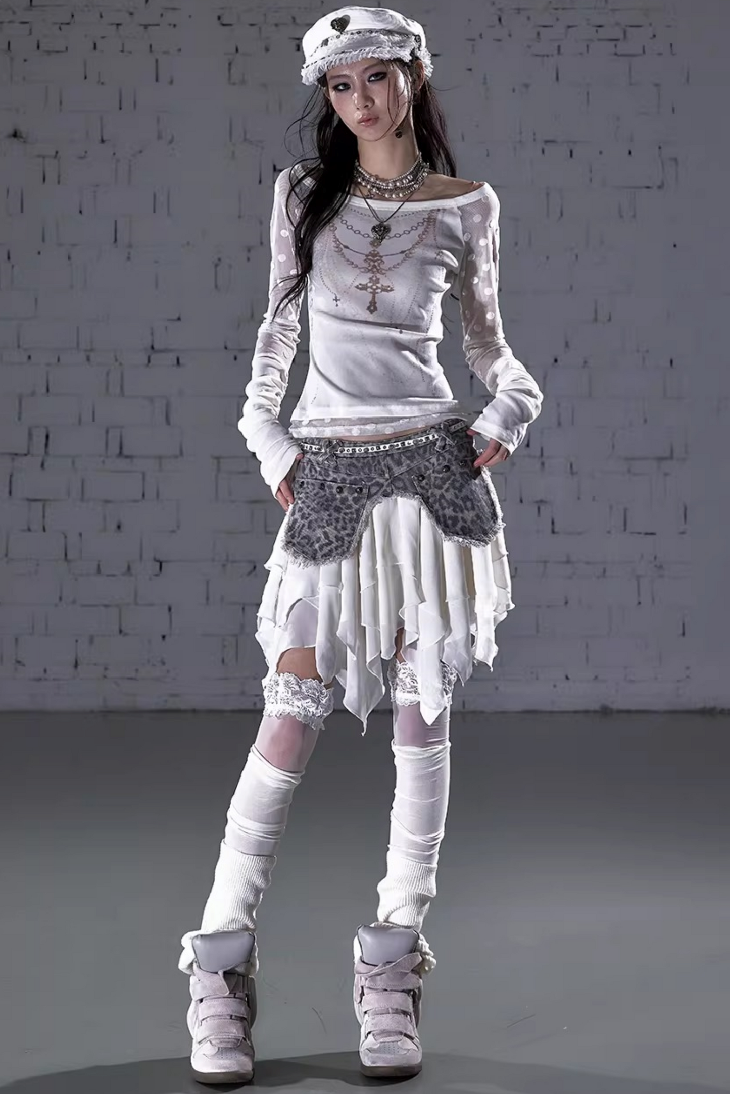Barock beflockte Stickerei-Bluse