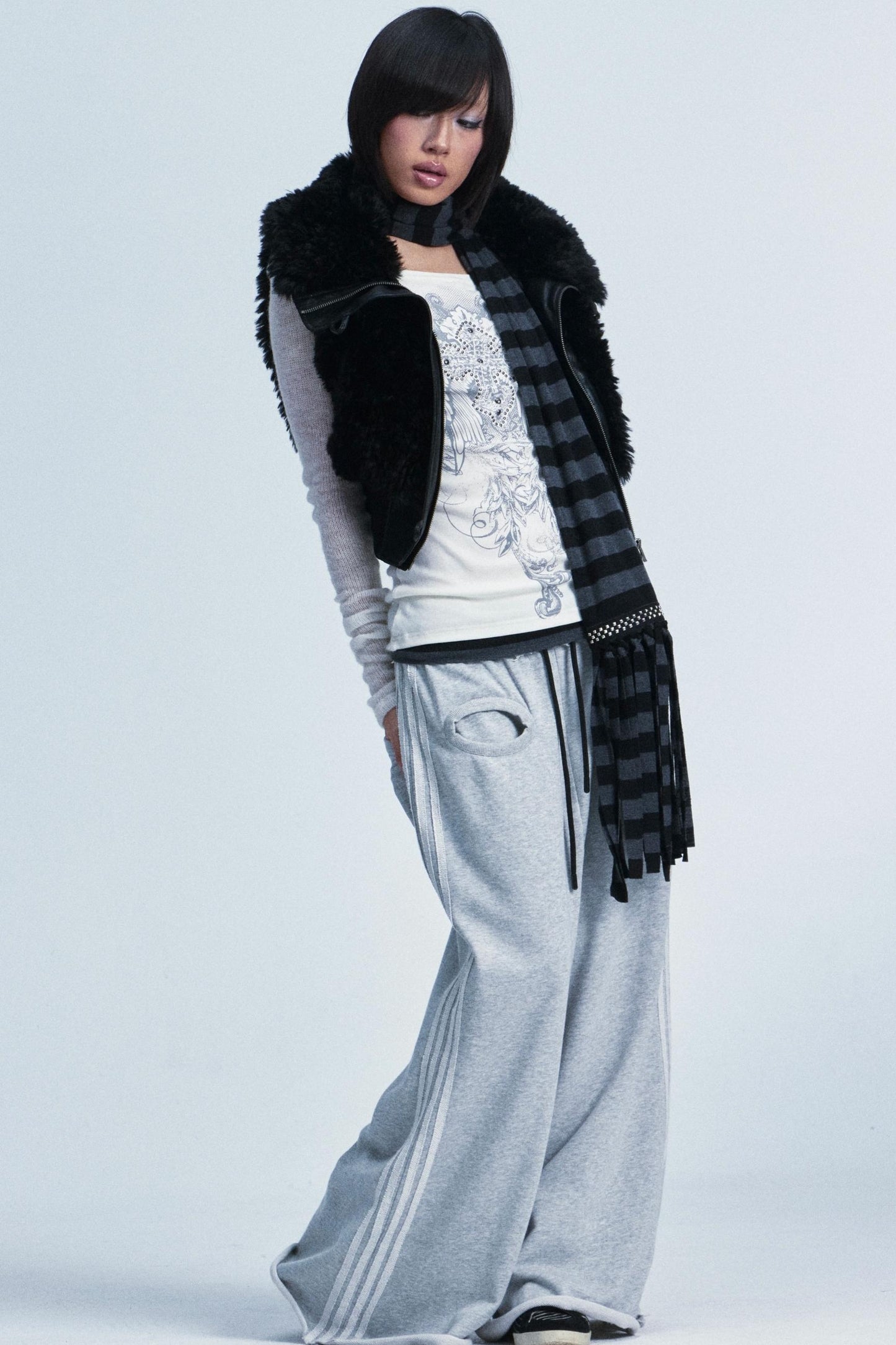 Knitted Mesh Rivet Sweater