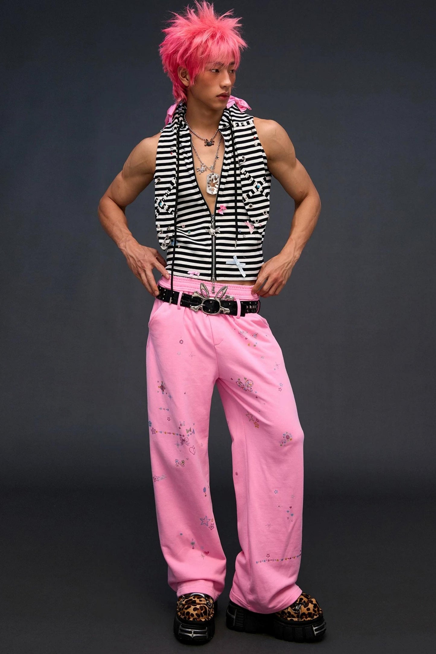 Rhinestone Bowknot Striped Vest