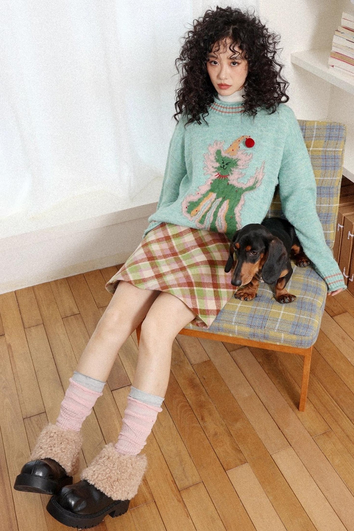 Preppy Woolen Plaid A-Line Skirt