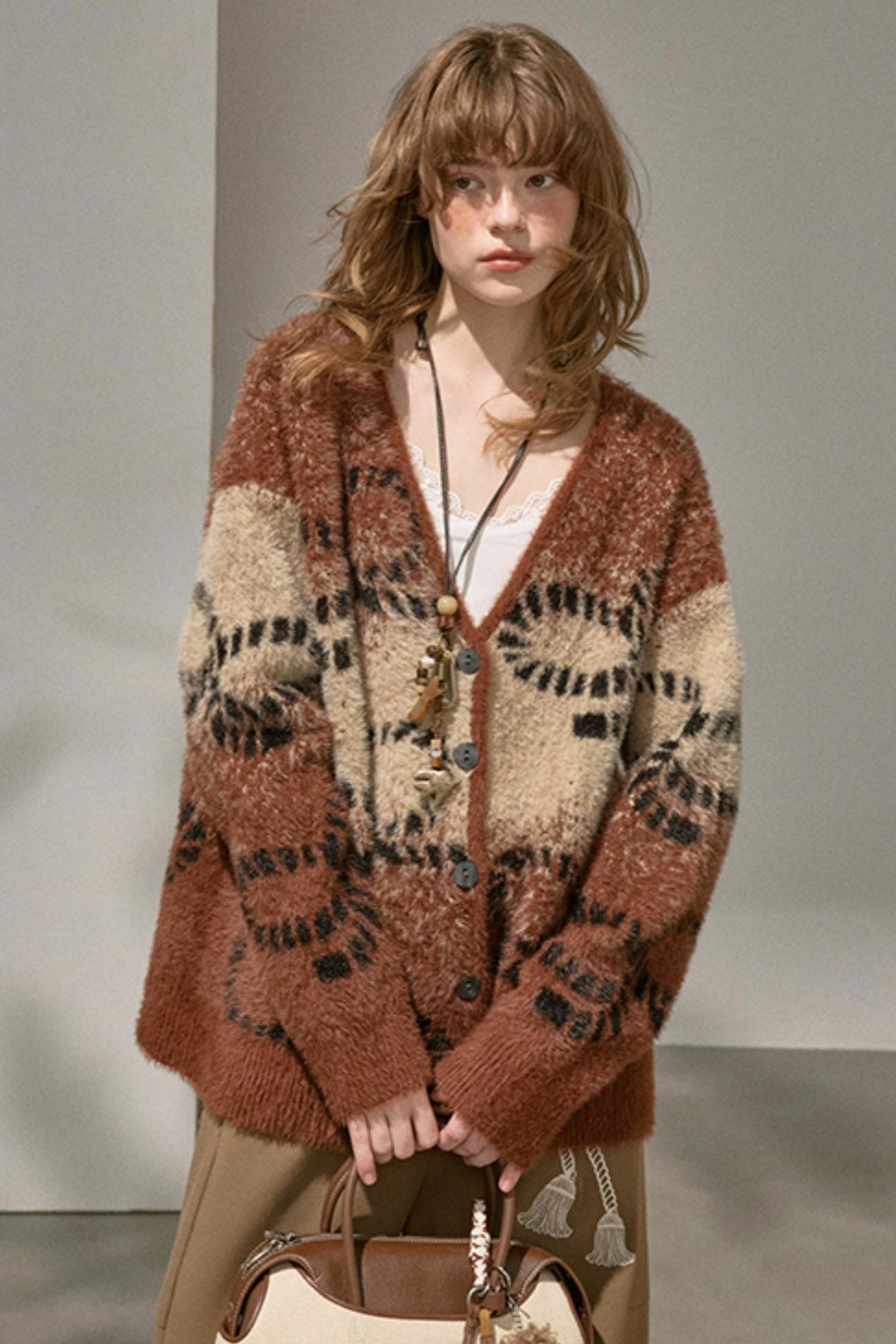 Gradient Knitted Loose Cardigan