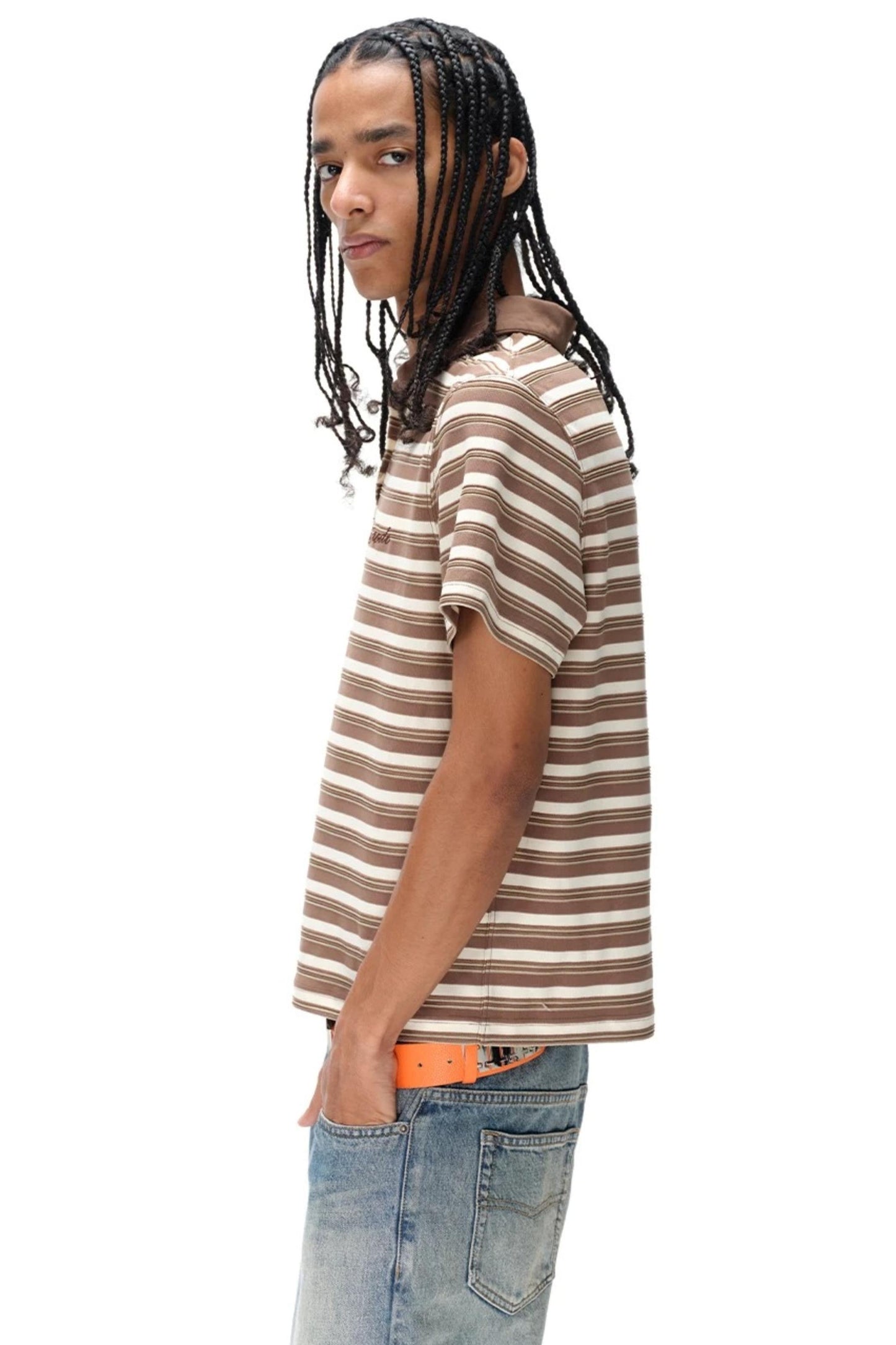 Retro Striped Embroidered Polo Shirt