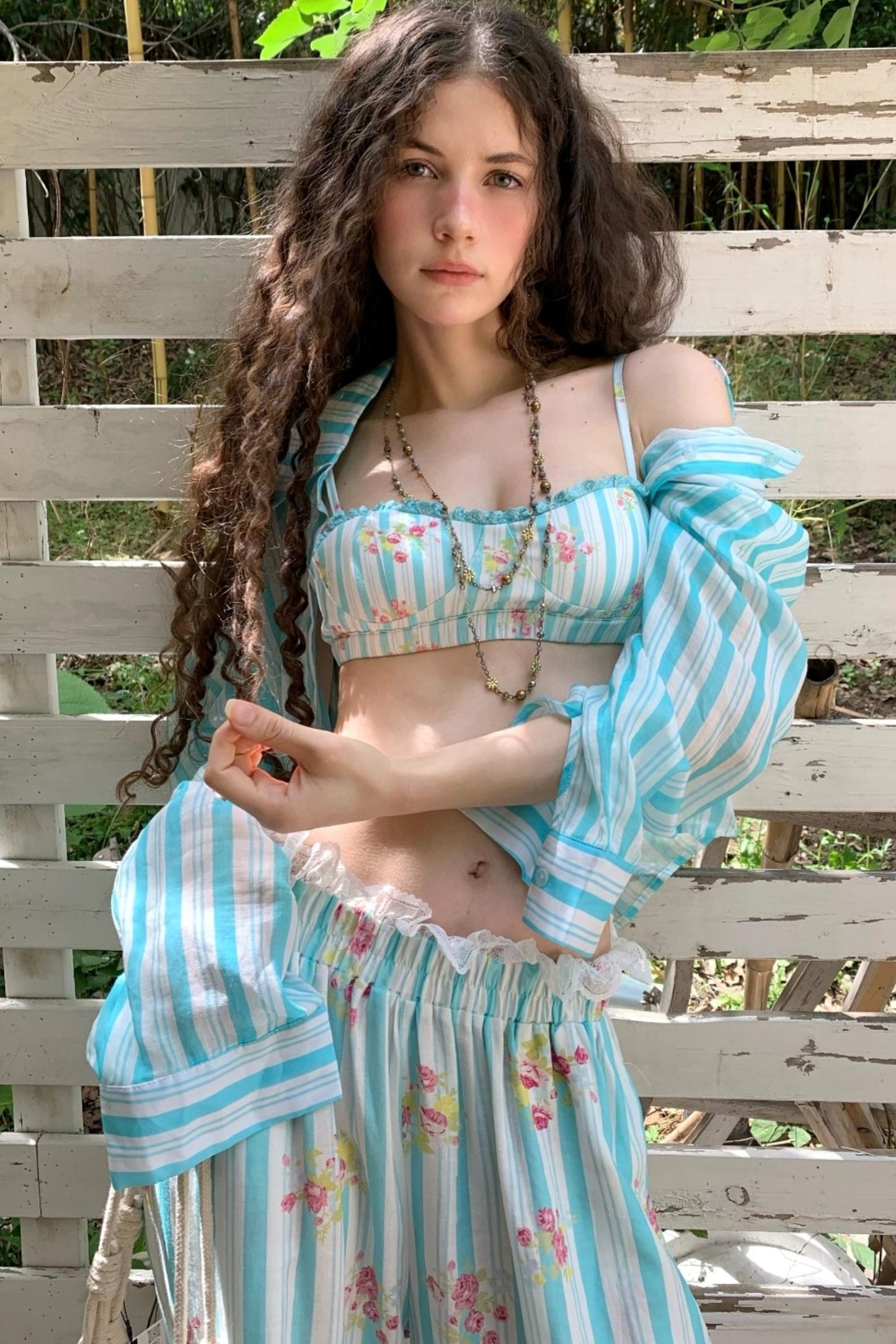 Sweet Blue Floral Plunge Sling Set-Up