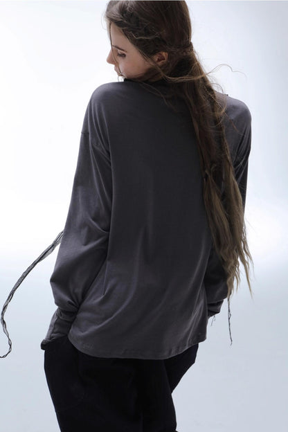 Drop-Shoulder Punk Long Sleeve T-Shirt