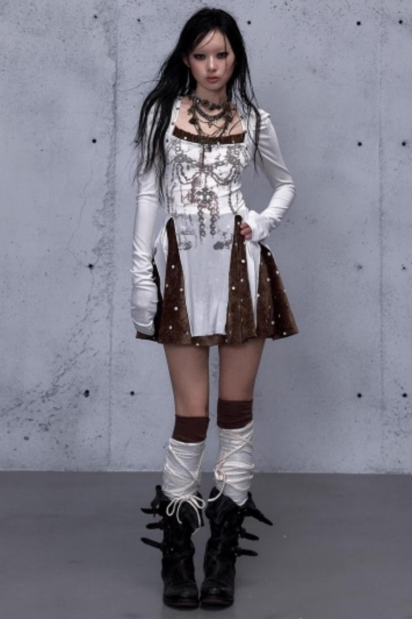 Baroque Velvet Plaid Dress