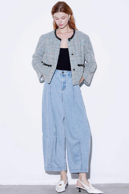 Deconstruction Front Split Denim Pants