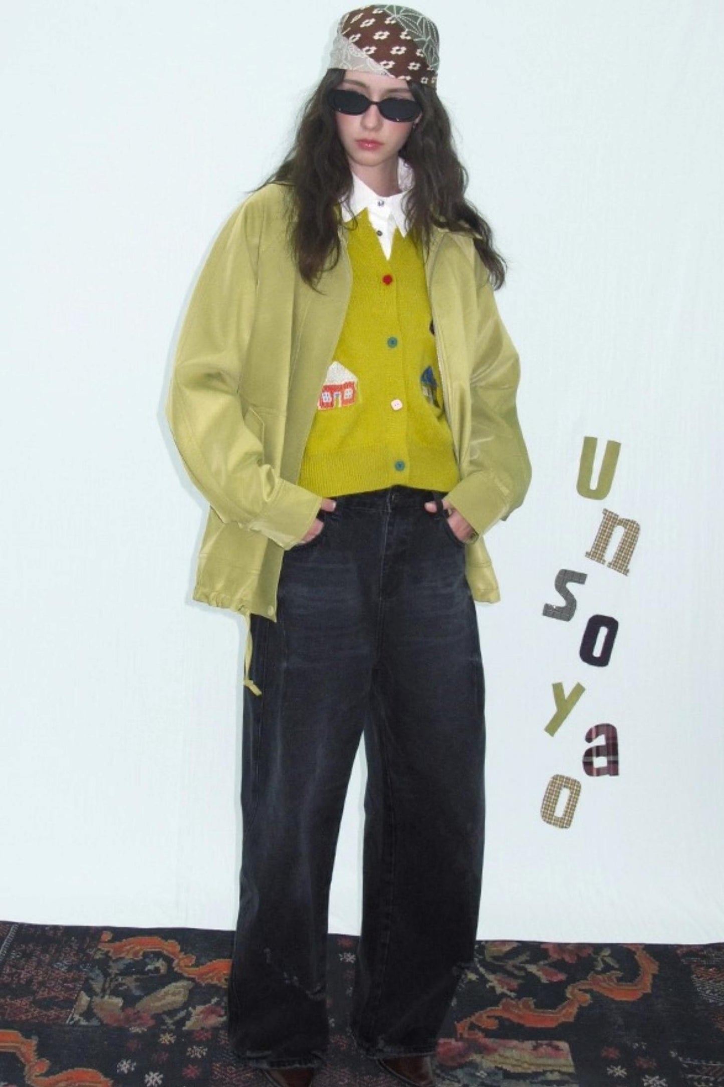 Green Lapel Leather Jacket