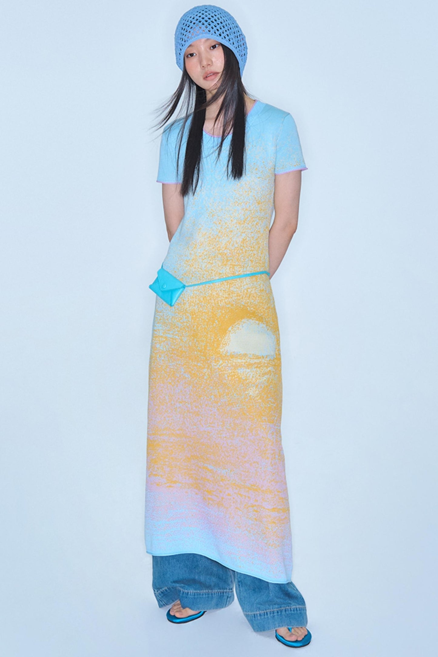 Hand-Painted Cloud Jacquard Tencel Knitted Dress