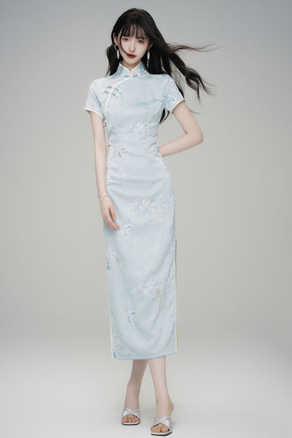 Chinese Style Embroidered Short Sleeve Dress