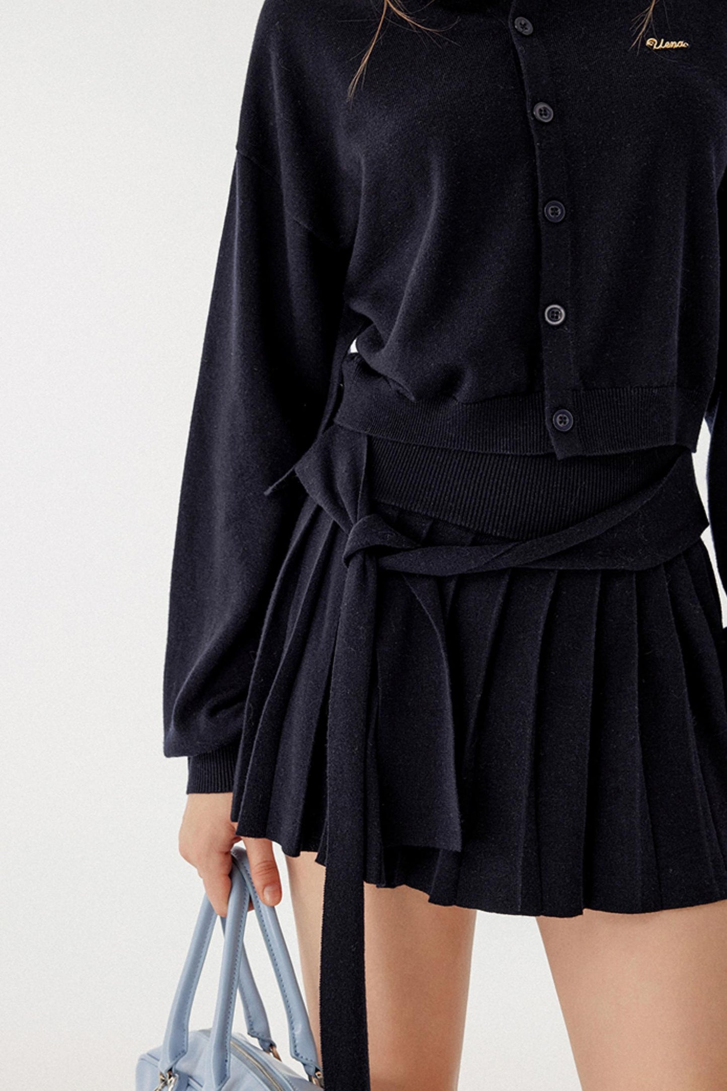 Navy Blue Wool Cardigan Set-Up