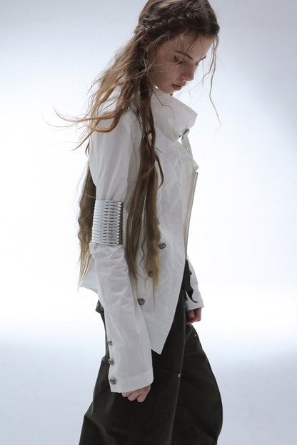 Detachable Sleeve Turtleneck Windproof Jacket