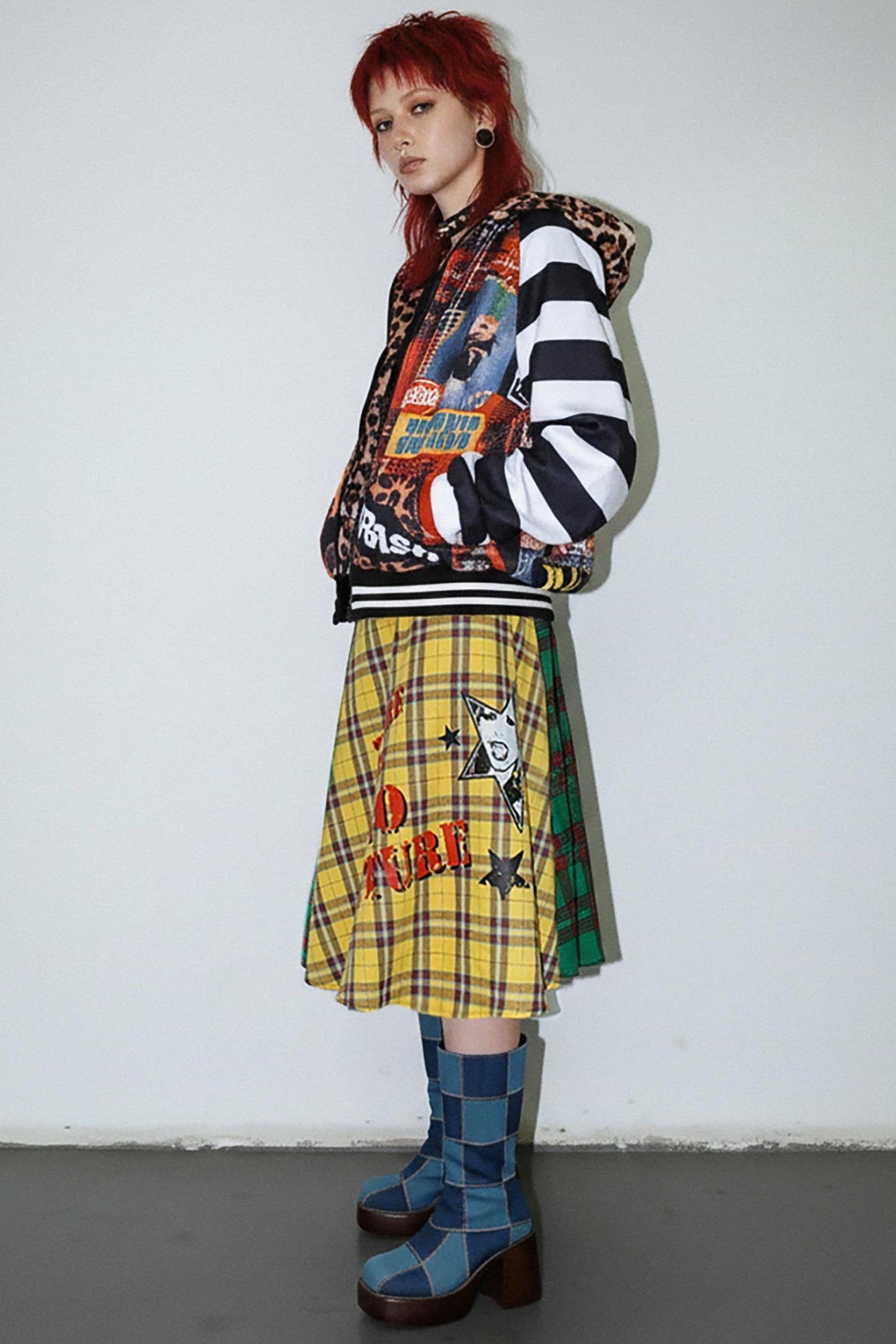 Punk Plaid Layered Skirt