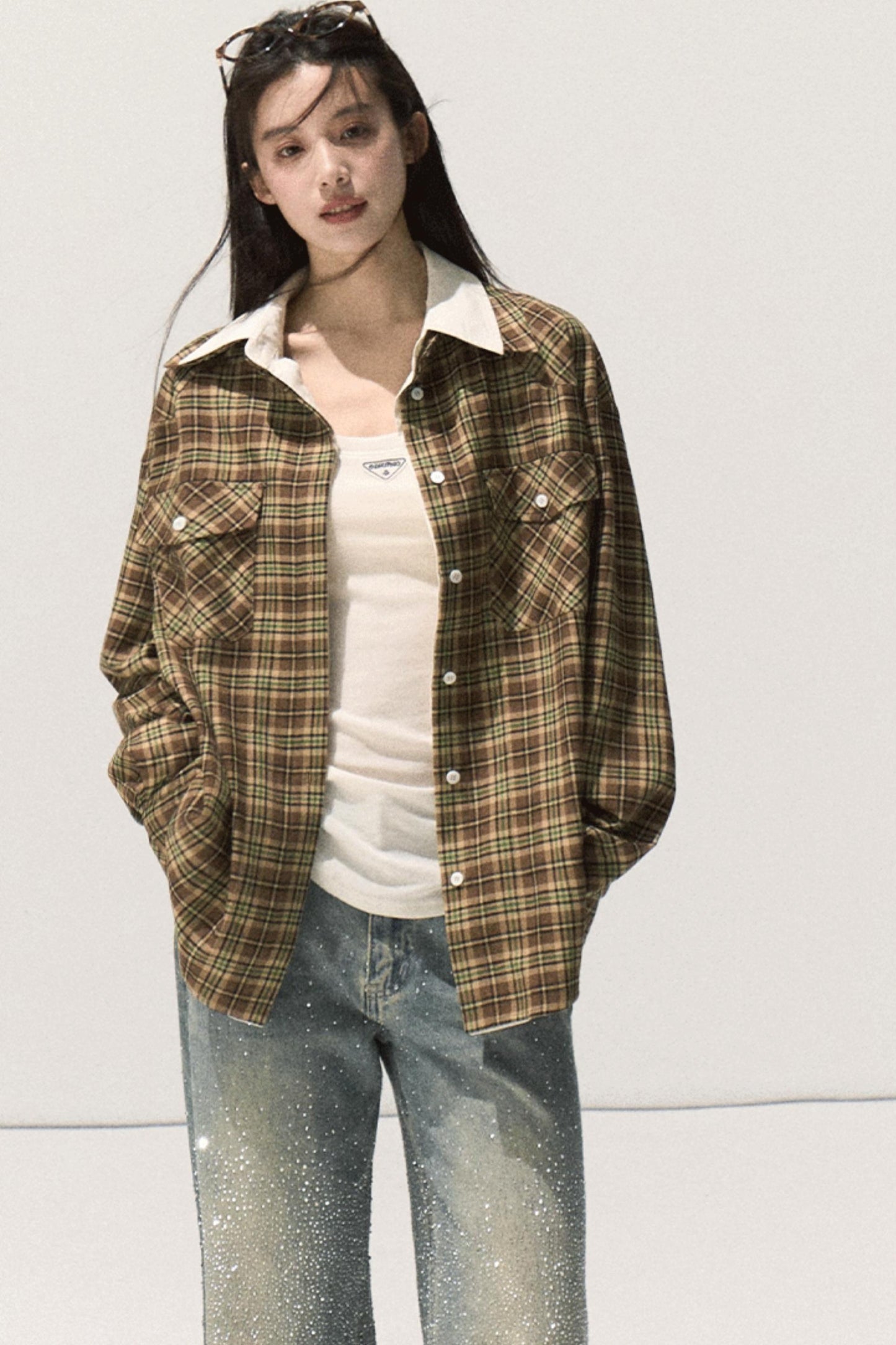 Vintage Striped Texture Two-Piece Shirt