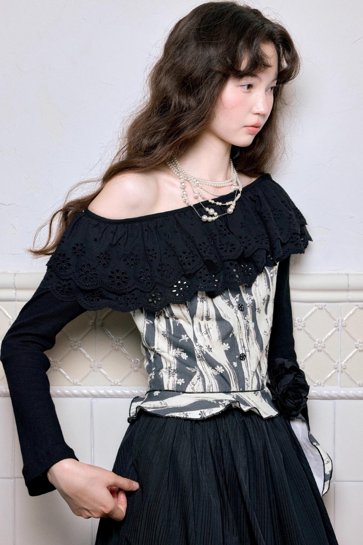 Vintage Shoulder Flower Bud Dress