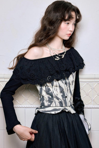 Vintage Shoulder Flower Bud Dress