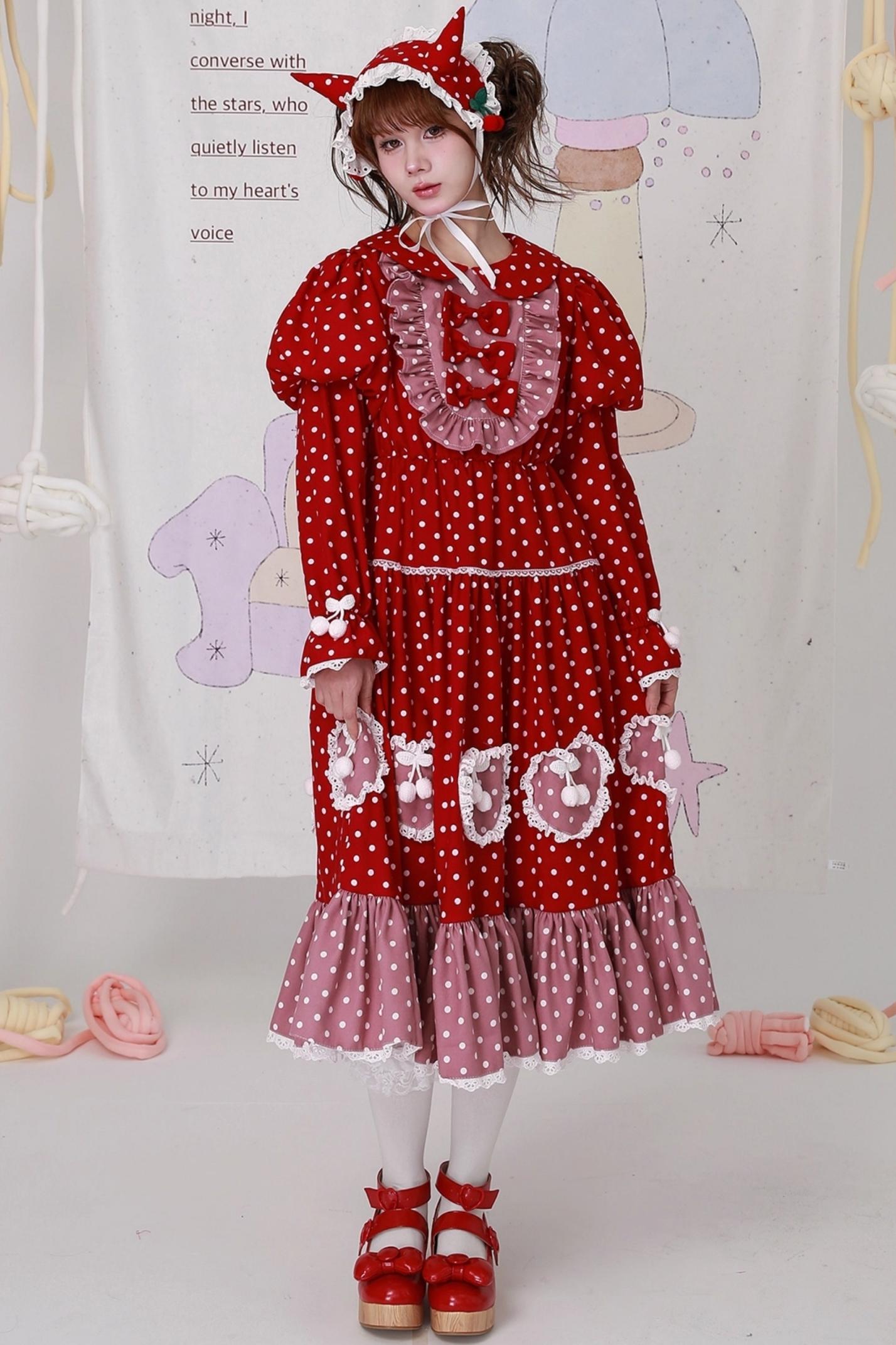 Vintage Christmas Polka Dot Lolita Dress