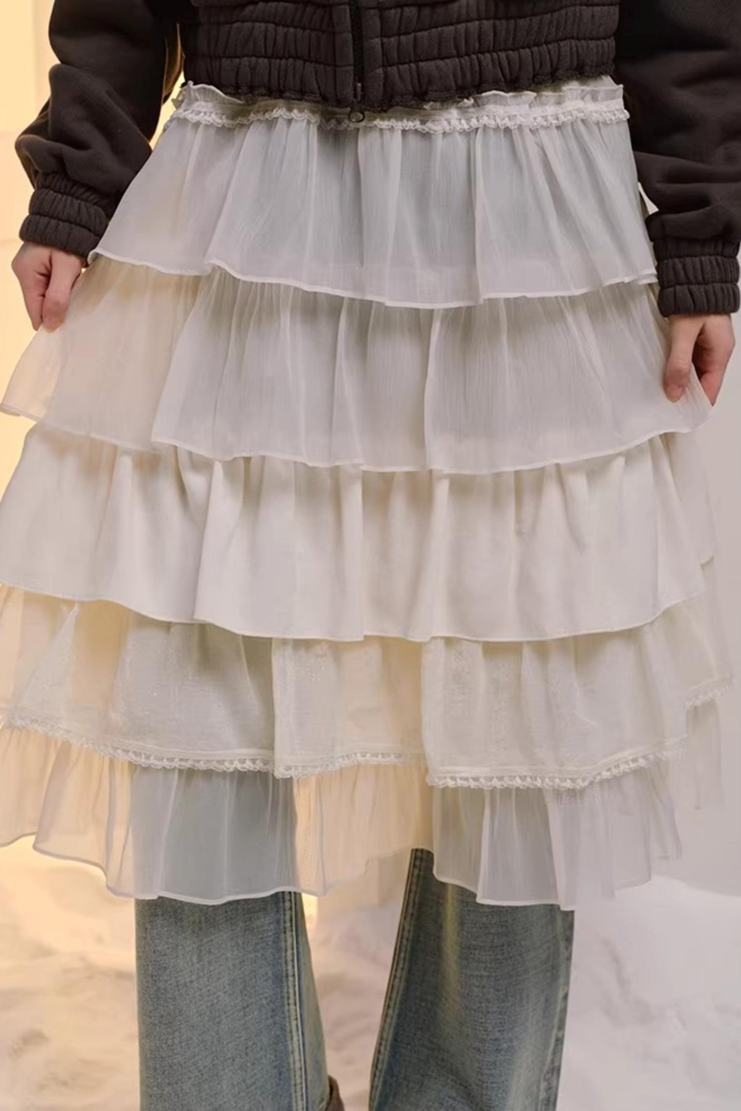 Hand-Dyed French Ruffled Skirt