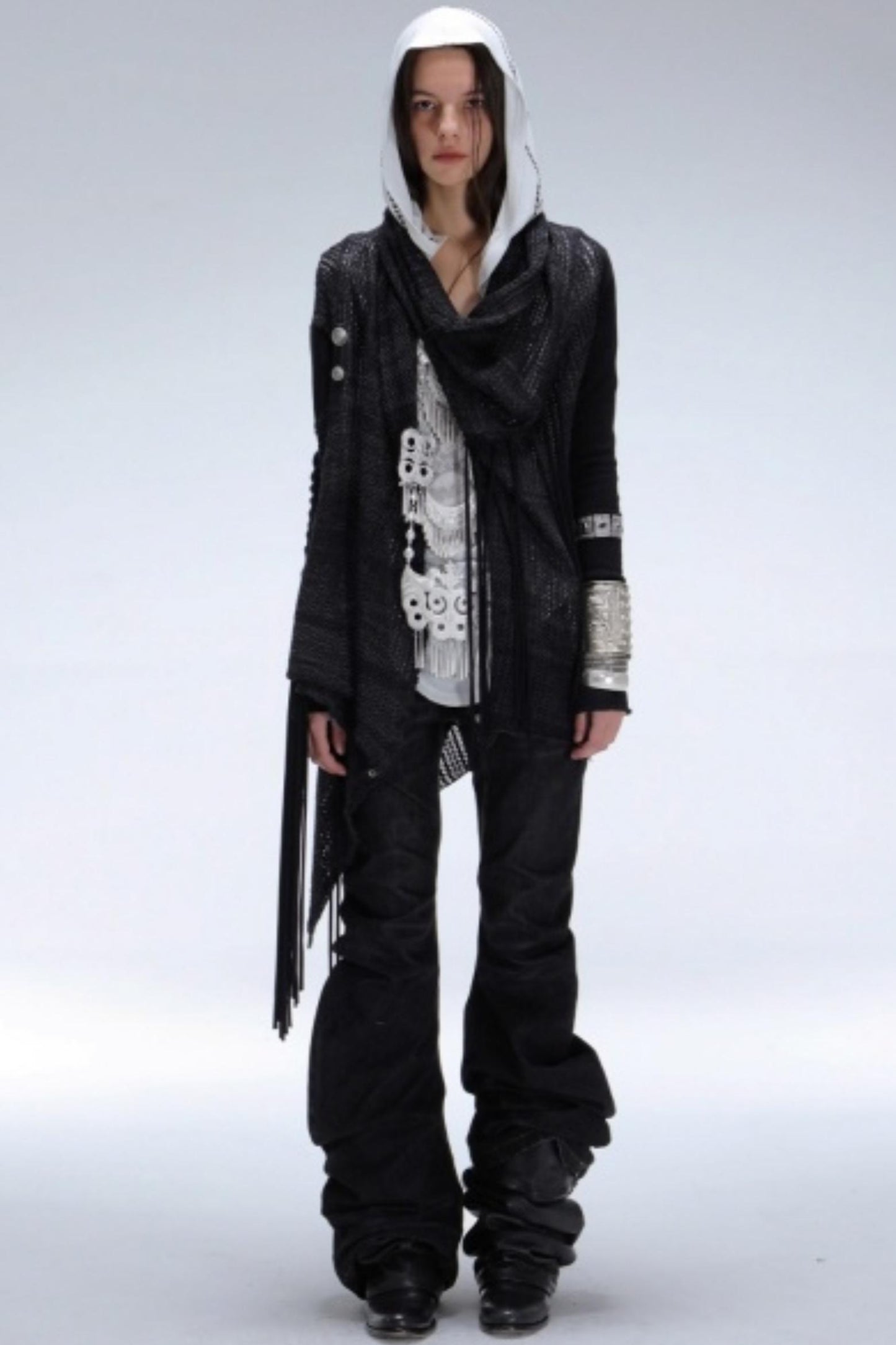 Bohemian Wool Fringed Cardigan