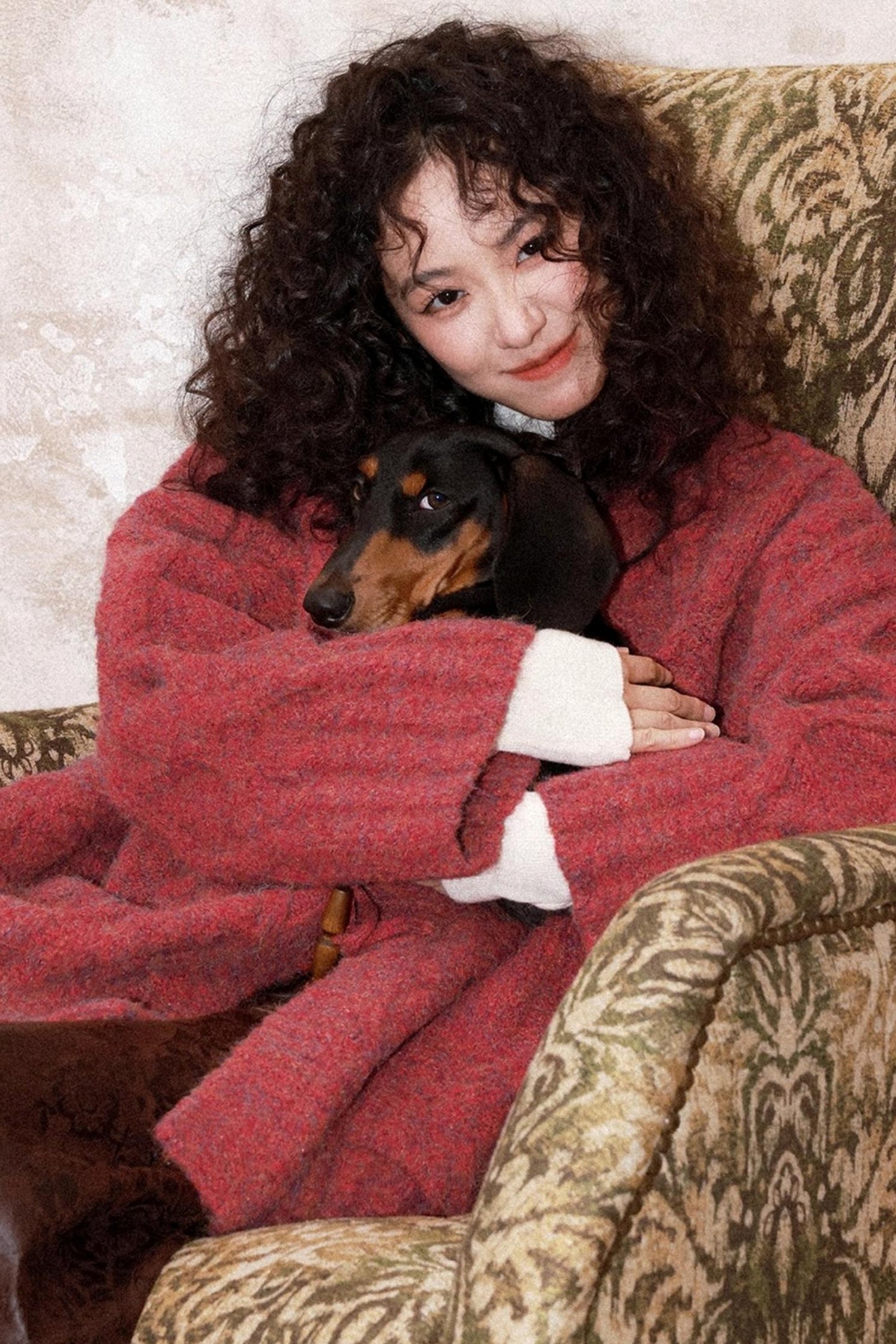 Evening Light Red Knitted Cardigan