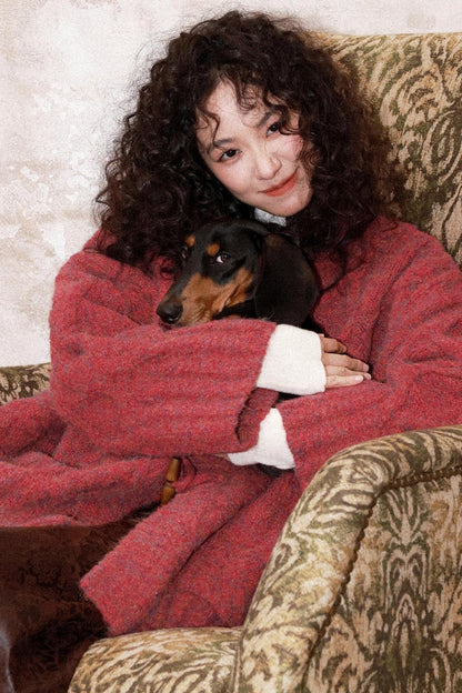 Evening Light Red Knitted Cardigan