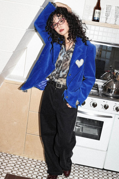 Heart Embroidered Royal Blazer