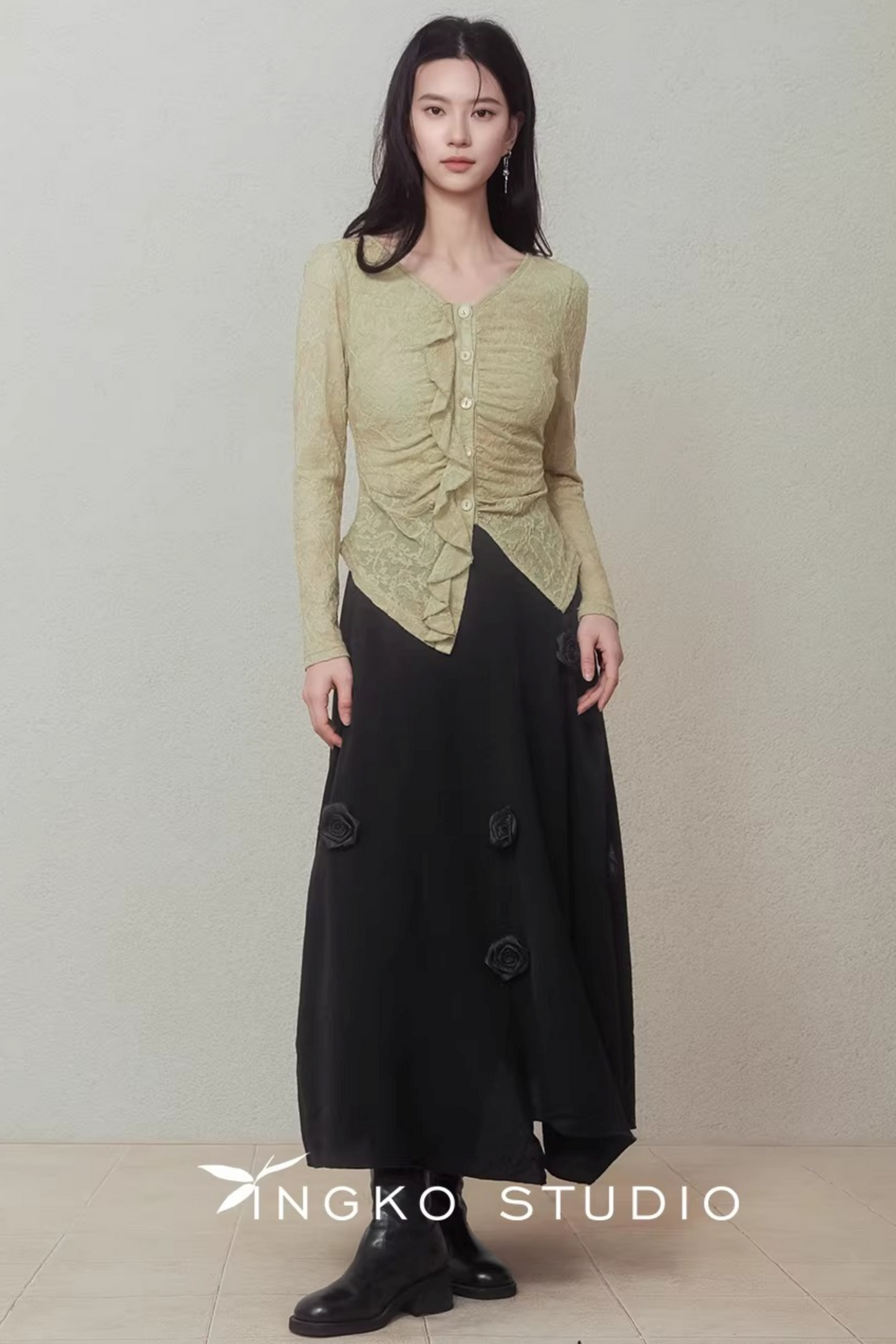 Spring Bud Green Floral Top