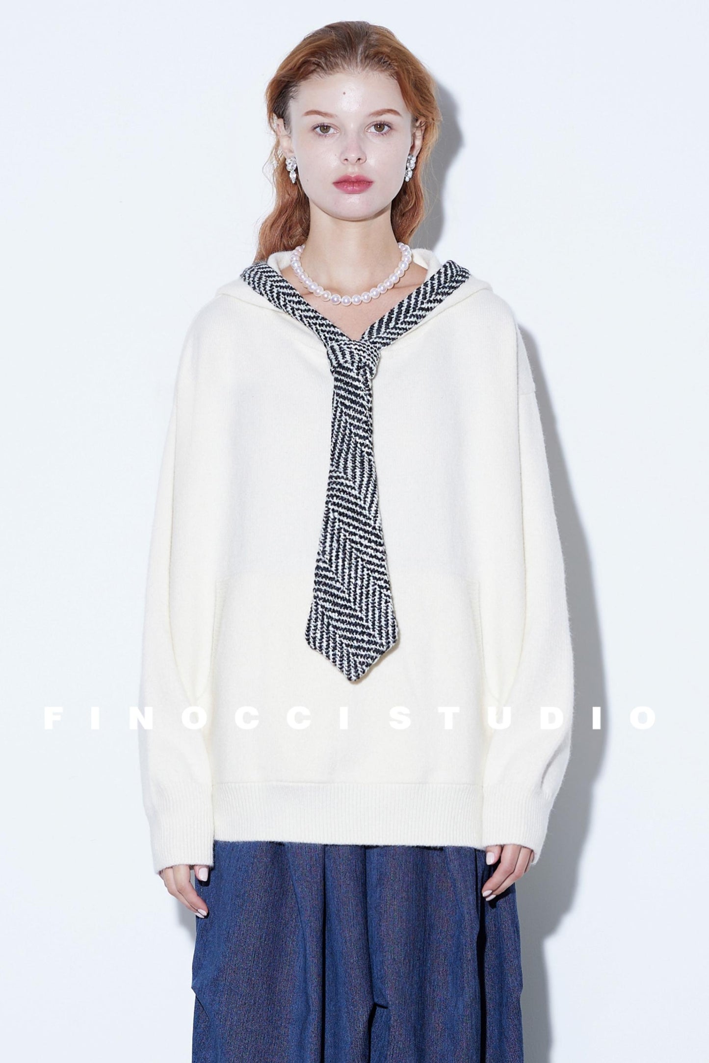 Herringbone Hooded Winter Top