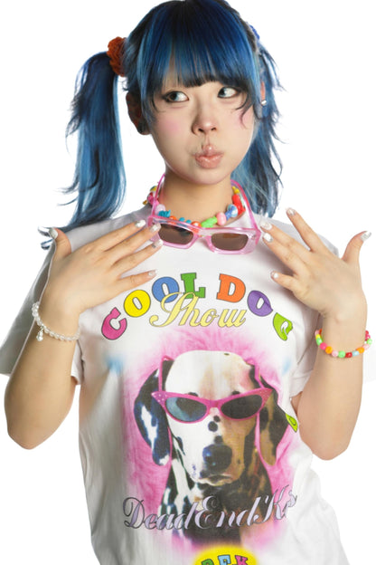 Cute Cat & Dog Print Slim Shoulder T-Shirt