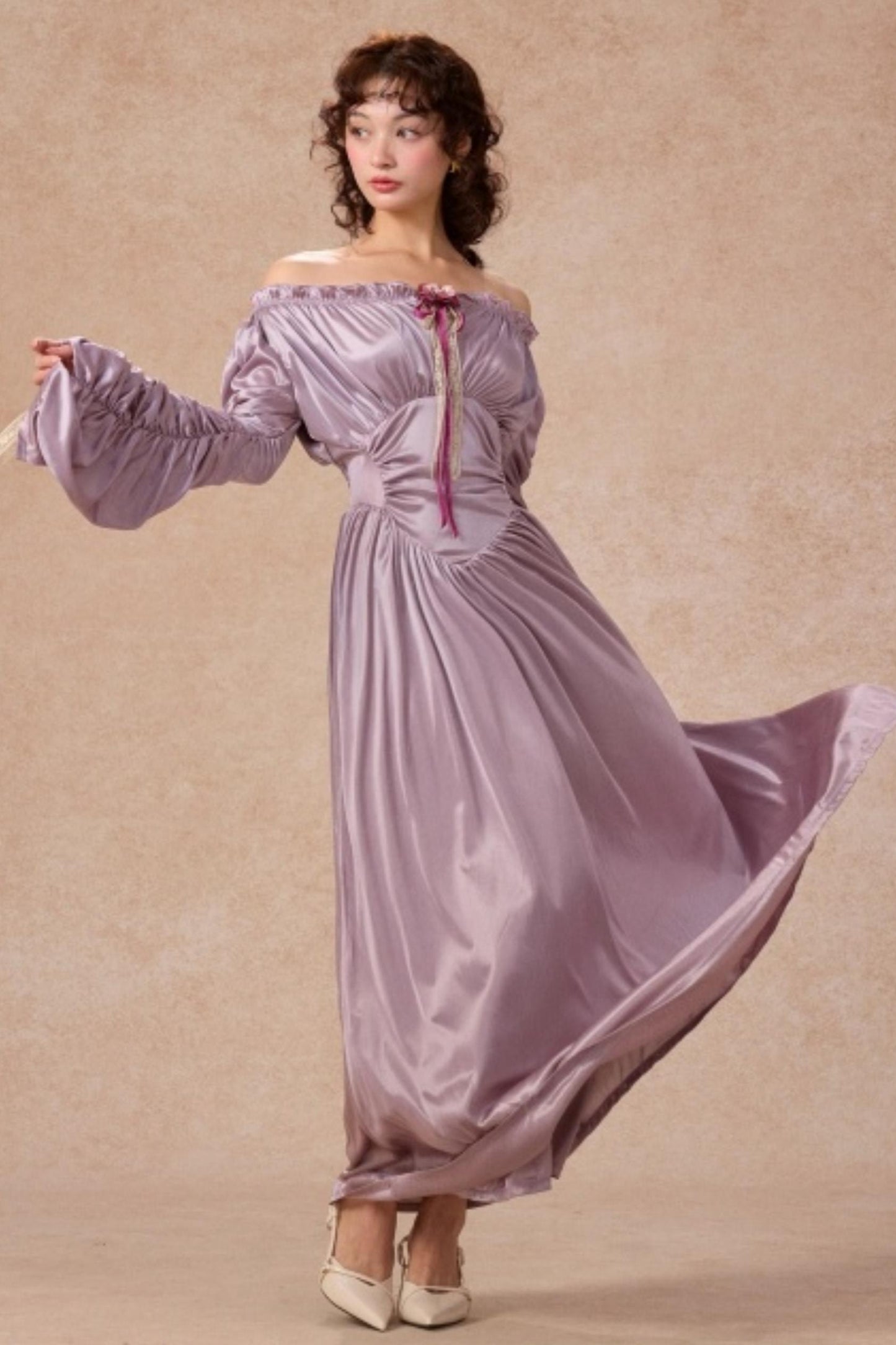 Satin Parthenon One-Shoulder Dress