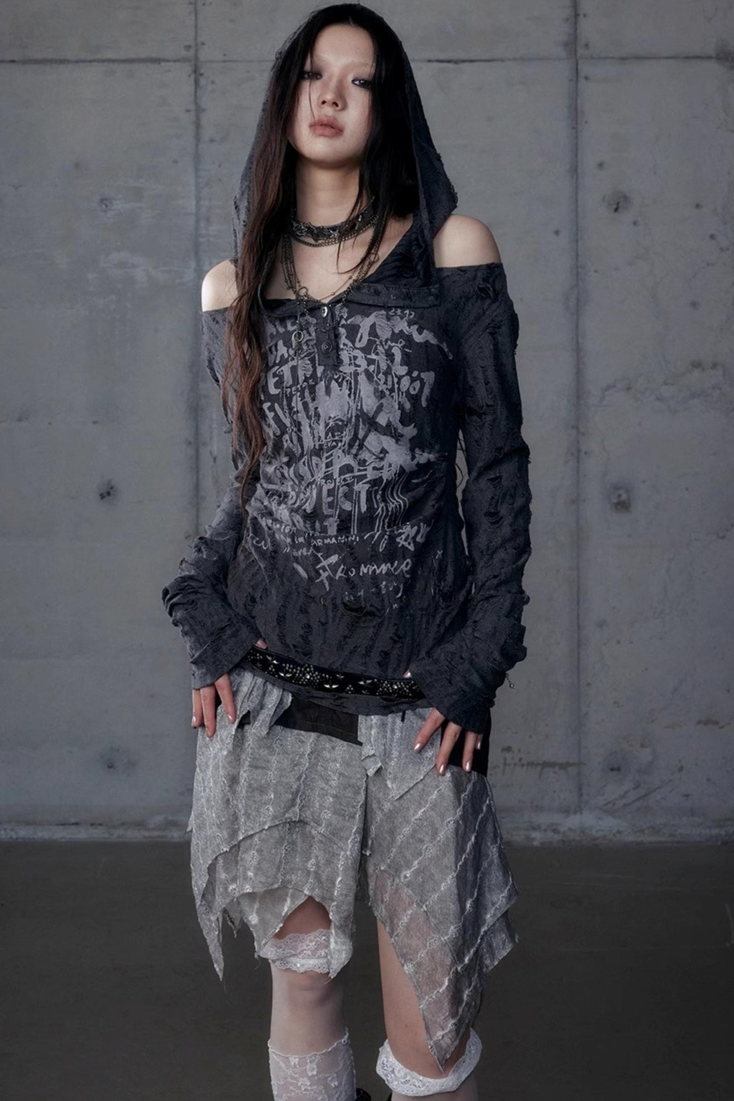 Vintage Punk Hooded Top