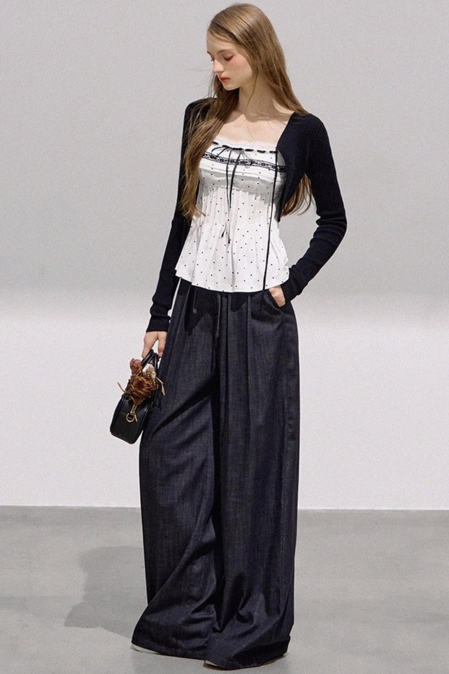 Lace Bow Polka Dot Top Set-Up