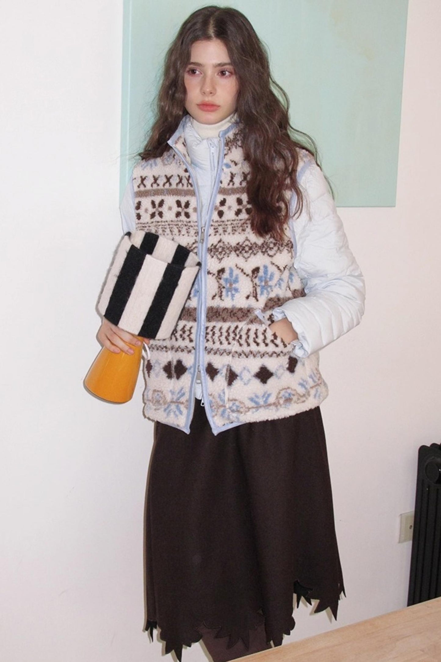 Wooden Tone Wool Skirt