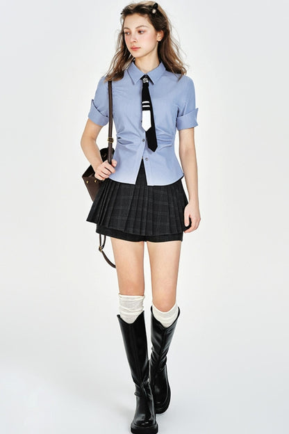 Chic Plaid Vest & Skirt Set-Up