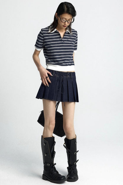 Vintage Crossover Pleated Skirt