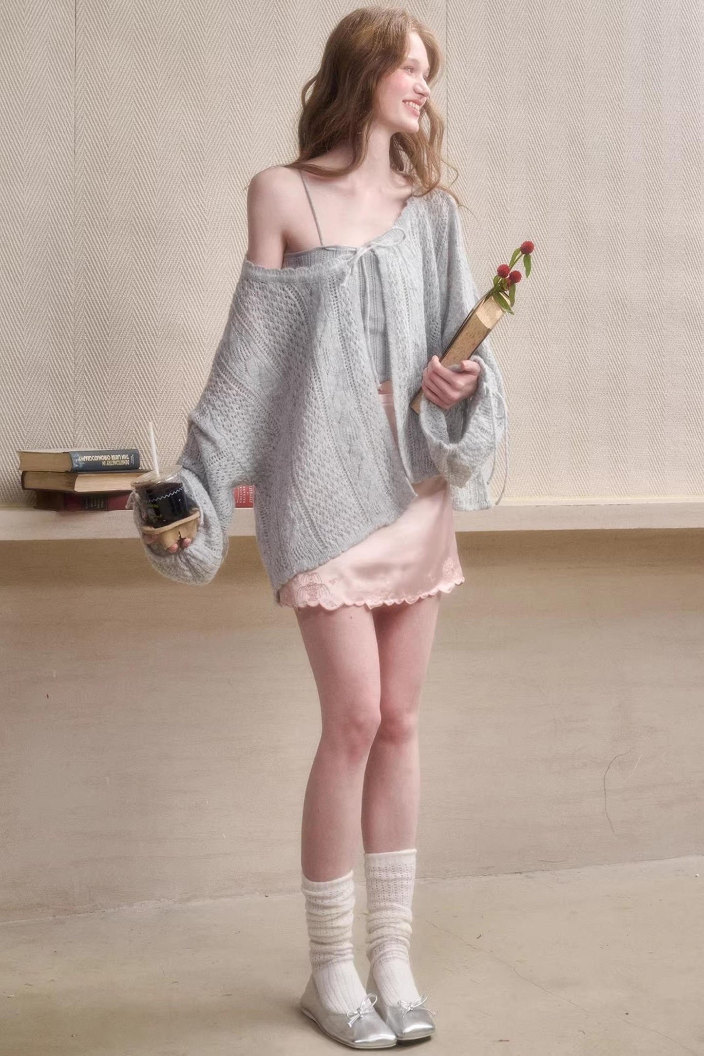 Mint Embroidered Satin Skirt